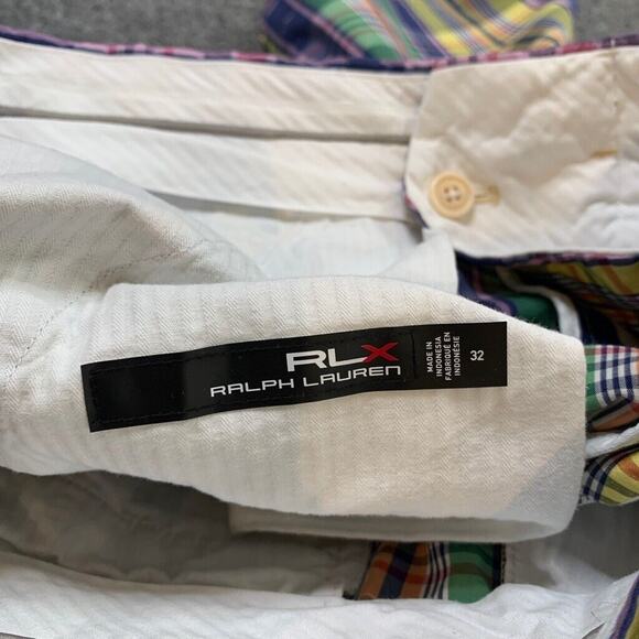 RLX Ralph Lauren Shorts Mens 32 Cotton Blend Colorful Plaid Chino Golf - Picture 9 of 12